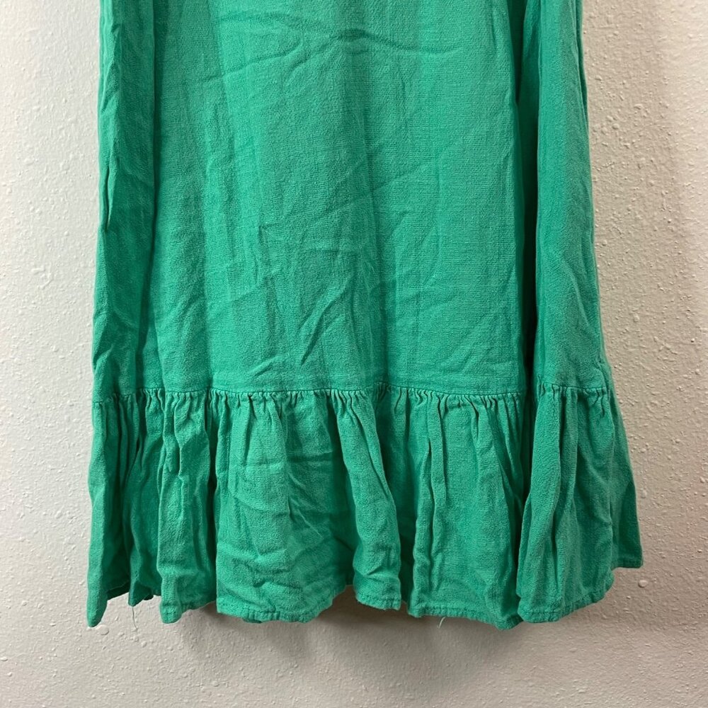 Girls Green Puff Sleeve Wrap Dress With Ruffled Hem & Belt by GB Girls - Picture 4 of 15